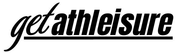 The logo for 'get athleisure' in black stylized text on a solid white background.